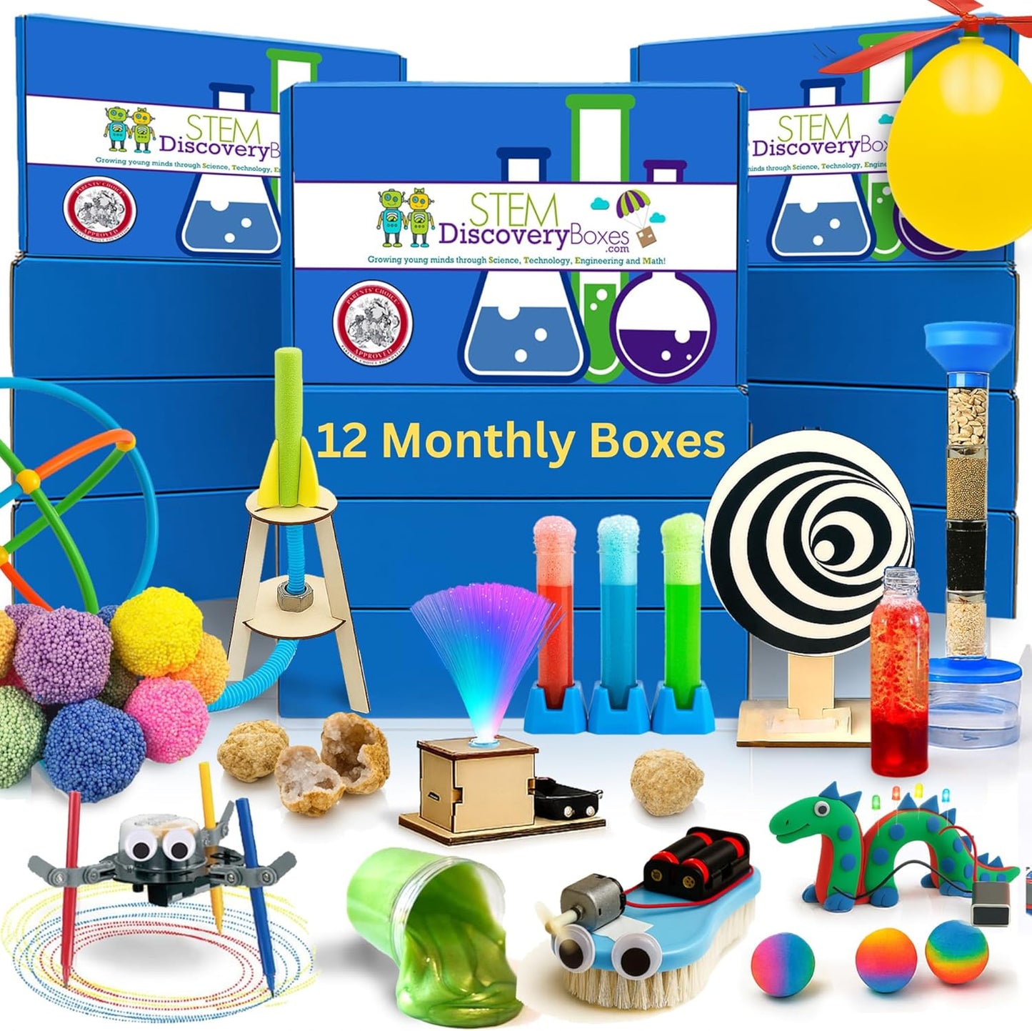 STEM Science Kit Subscription – 12 Monthly Boxes, 36 Total Hands-On Projects | Engineering & Building Toys for Kids Ages 7-12 | Educational Activities for Boys & Girls