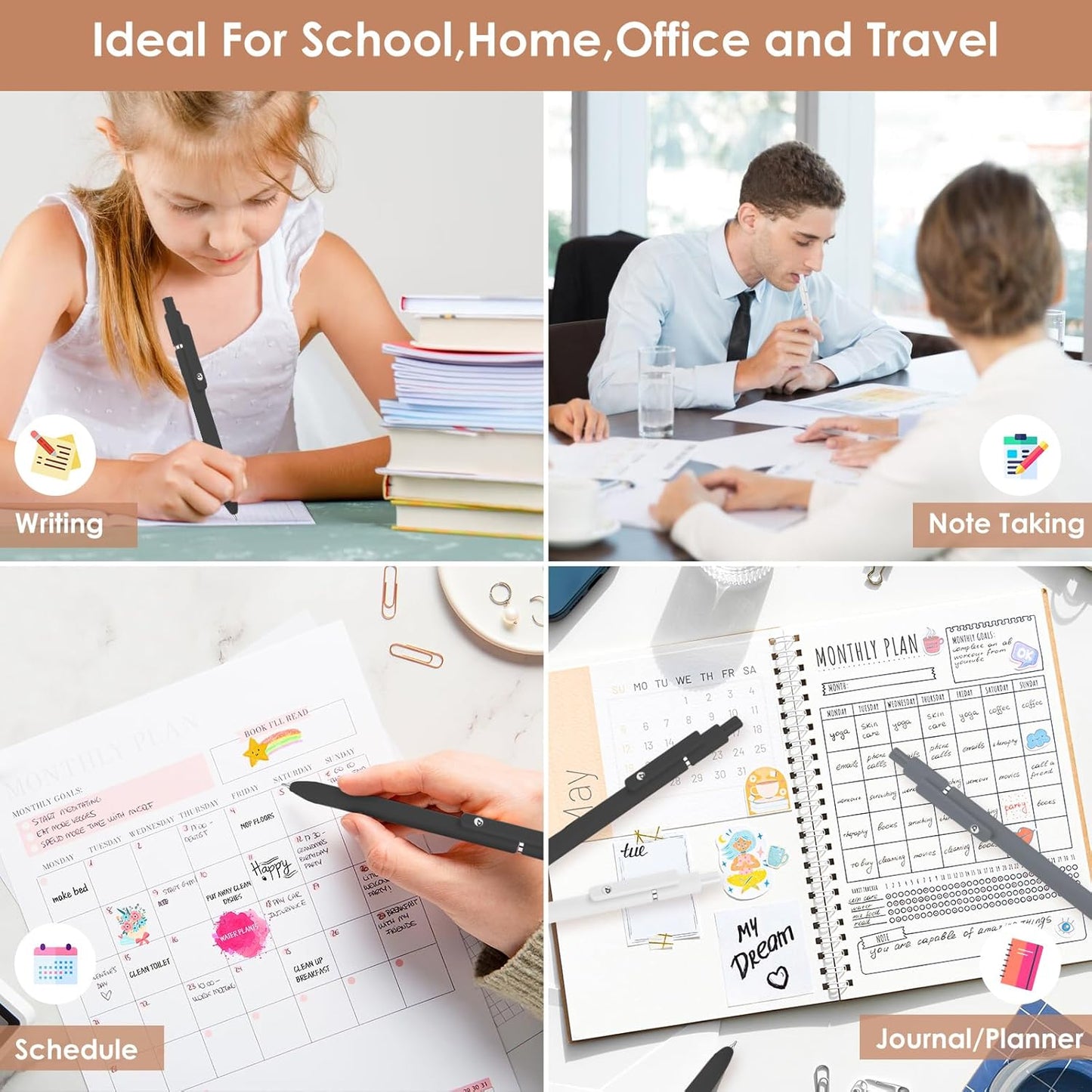 Easter Basket Stuffers for Men, College School Supplies, 0.5mm Black Ink Pens for Journaling, Cool Stuff Gifts for Dad Boyfriend, Birthday Gifts for Men, Valentines Stuff (6pcs Black Gray White)