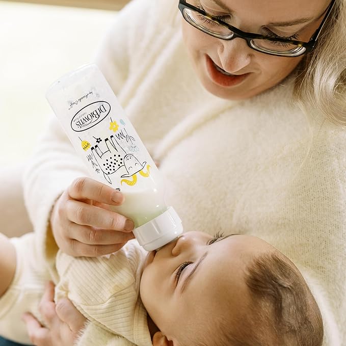 Dr. Brown's Natural Flow Anti-Colic Options+ Narrow Baby Bottle, Squirrel & Goat, 8 oz/250 mL, with Level 1 Slow Flow Nipple, BPA Free, 0m+, 2-Pack