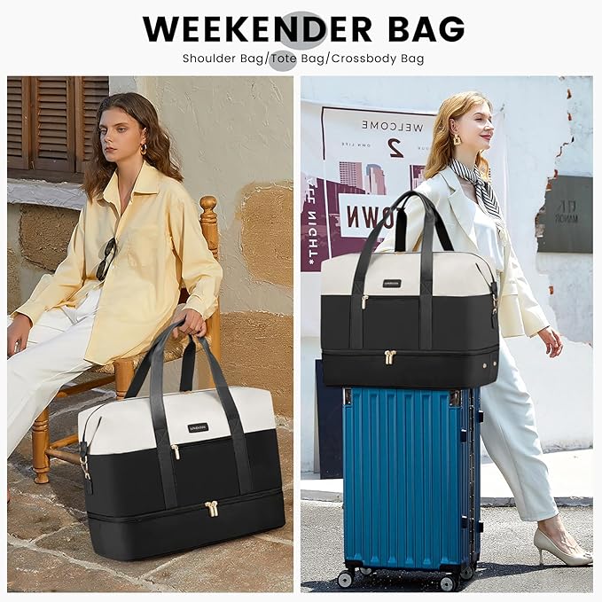 LOVEVOOK Weekender Bag, Large Travel Duffel Bag for Women with 2 Packing Cubes, Carry on Overnight Bag with Shoe Compartment, Mom Hospital Bags for Labor and Delivery