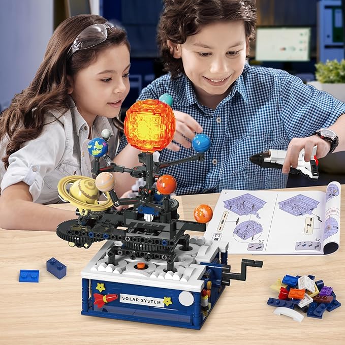 Solar System Building Sets with Light - Rotatable Space Exploration Building Toys with 9 Planets & Rocket Sets Science Astronomy Educational Gifts for Boys Girls Age 6+ Years Old Kids(775 PCS)