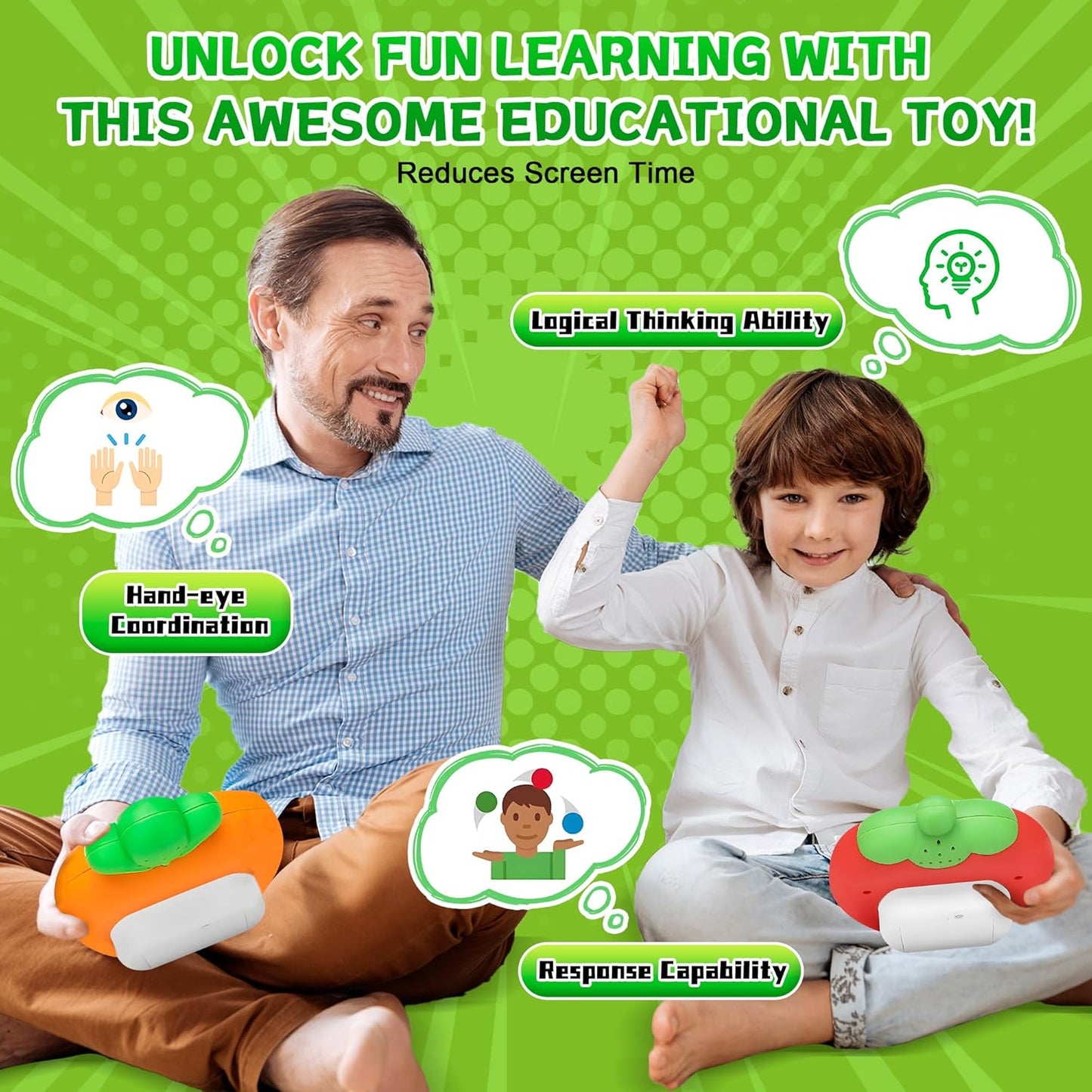 Fast Push Game, Pop Fidgets Toys, Fun Stress & Anxiety Relief Quick Push Pop Game, Autism Sensory Toys, Handheld Game Light Bubble Puzzle Toys for Kids Teens Adults