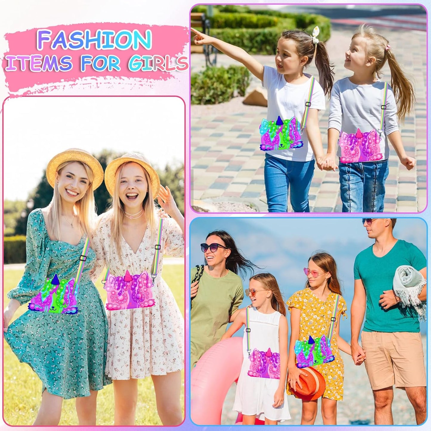 2 Pack Pocket Purse, Unicorn Toys Purse for Toddlers Girls Age 2 3 4-6 Year Old Birthday Gift Valentines Christmas Stocking Easter Basket Stuffers Stuff, Women Shoulder Bag Sensory Fidget Toys