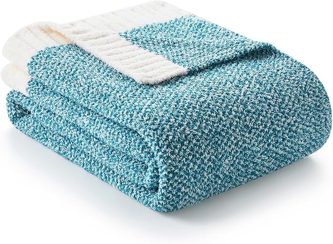 Snuggle Sac Teal Blue Oversized Throw Blankets,Super Soft Warm Cozy Throw Blankets for Couch, Knit Fuzzy Plush Blanket, Heather Teal, 50x70 inches