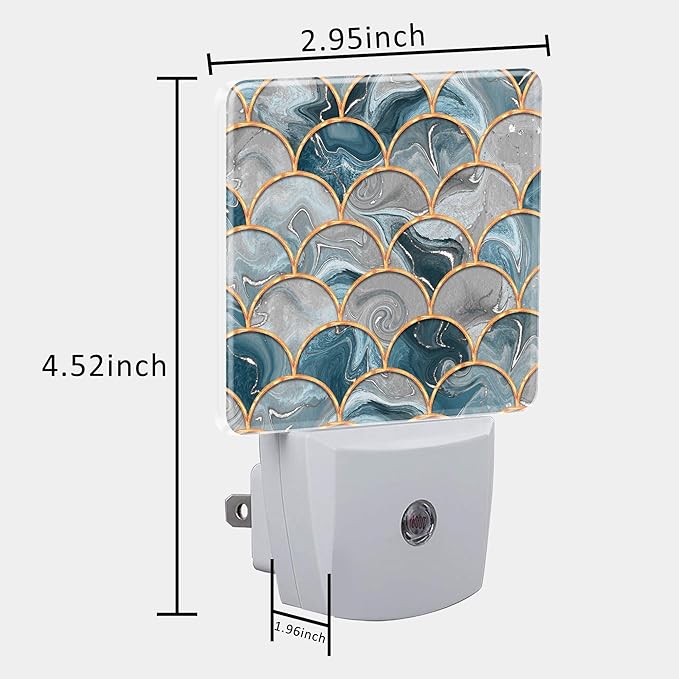 Golden Fluid Marble Texture Night Light Plug into Wall with Dusk to Dawn Sensor Cute Nightlight for Kid Girls Boys Women Men Room Decor, Hallway, Kitchen, Bathroom, Nursery, Stairs