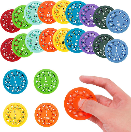 Math Fidget Spinner, 18 PCS Math Facts Fidget Spinners, Math Fidget Toy Multiplication Math Fidget Spinners, Math Spinners Contains 4 Calculation Methods for Math Learning Education for Kids Students