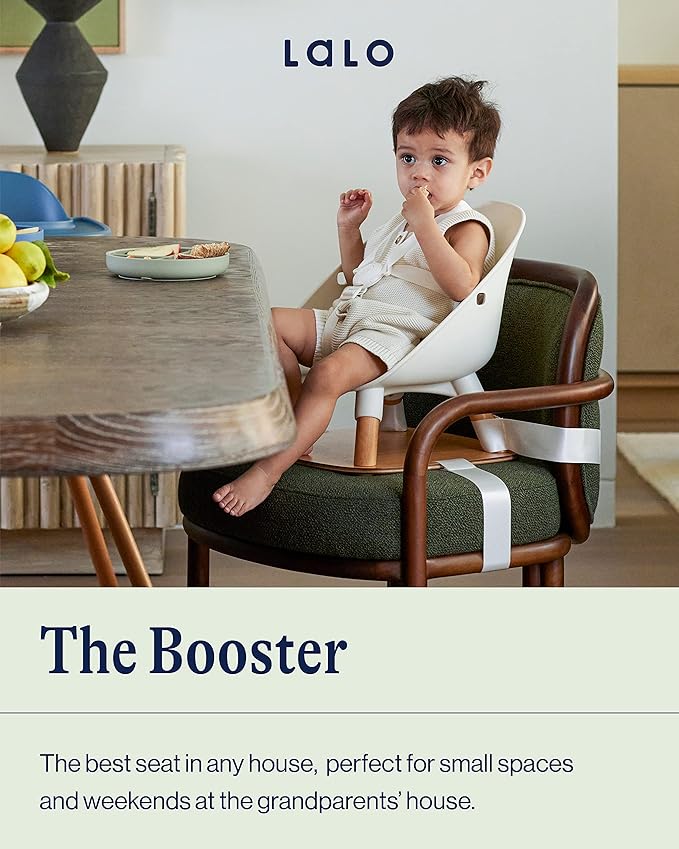 Lalo The Booster Seat for Babies & Toddlers, Children's Booster Seat, Easy to Clean Five-Point Safety Harness & Durable Non-Toxic Plastic Seat & Belly Bar - Blueberry