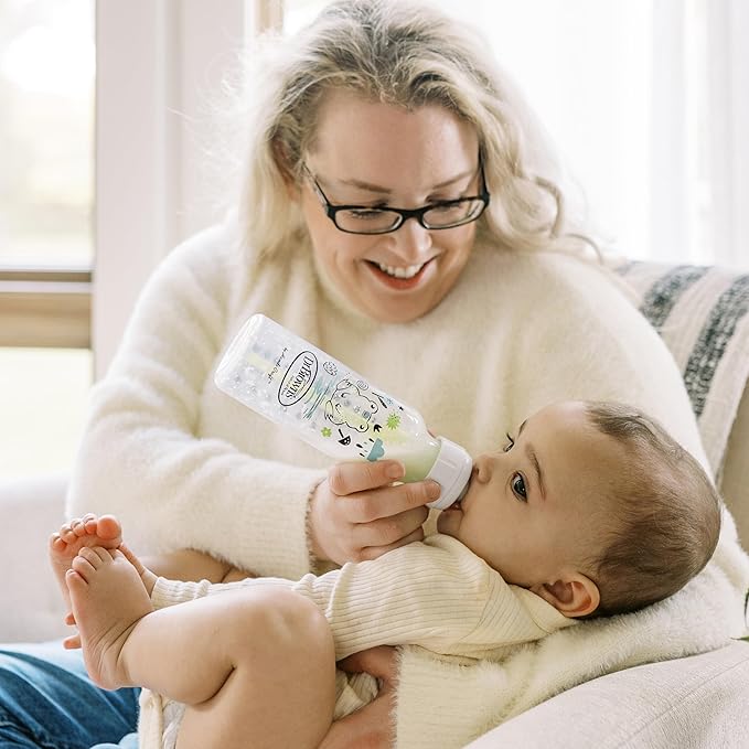 Dr. Brown's Natural Flow Anti-Colic Options+ Narrow Baby Bottle, Pig & Frog, 8 oz/250 mL, with Level 1 Slow Flow Nipple, BPA Free, 0m+, 2-Pack