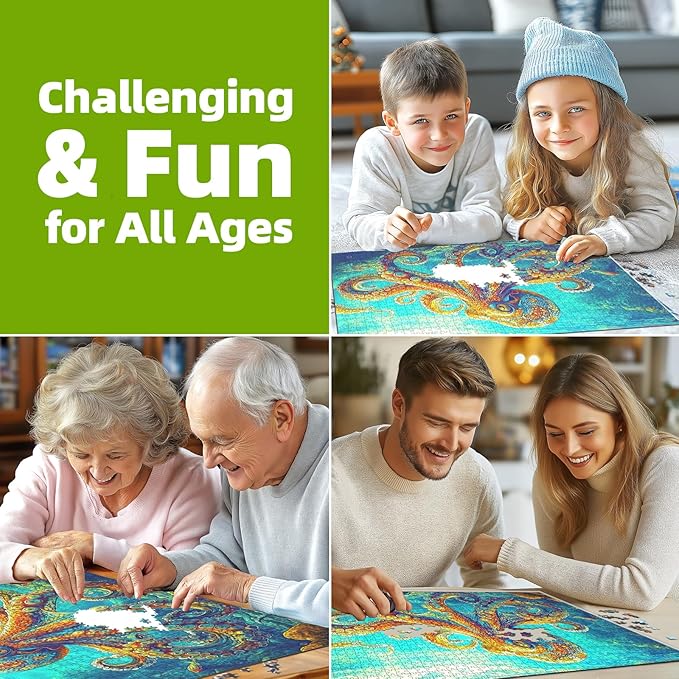 1000 Piece Jigsaw Puzzle for Adults - Colorful Octopus Ocean Art Puzzle, 27.5x19.7 Inches Challenging Adult Puzzles for Relaxation, Home Decor & Gift