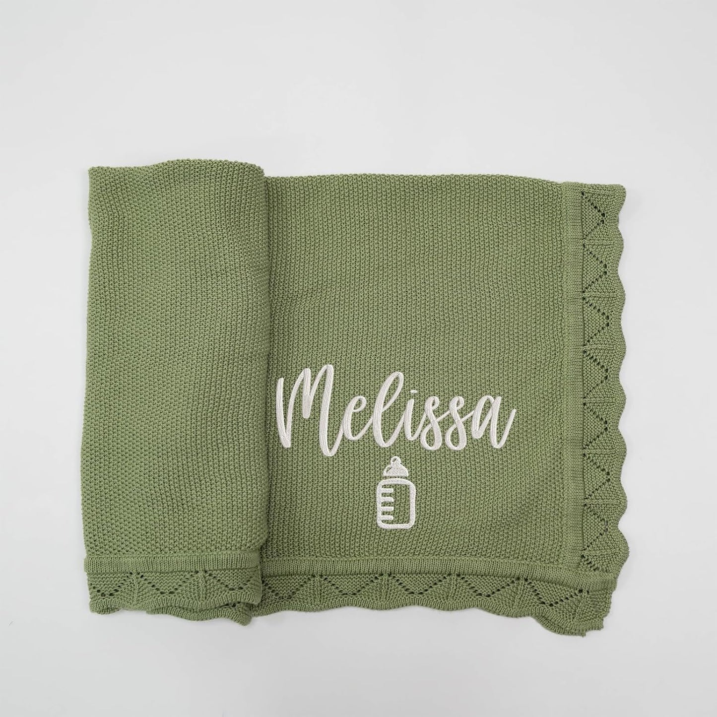 Custom Embroidered Baby Blanket, Personalized Knitted Cotton Blanket with Name for Newborn Boys and Girls, Personalized Infant Swaddle Gift