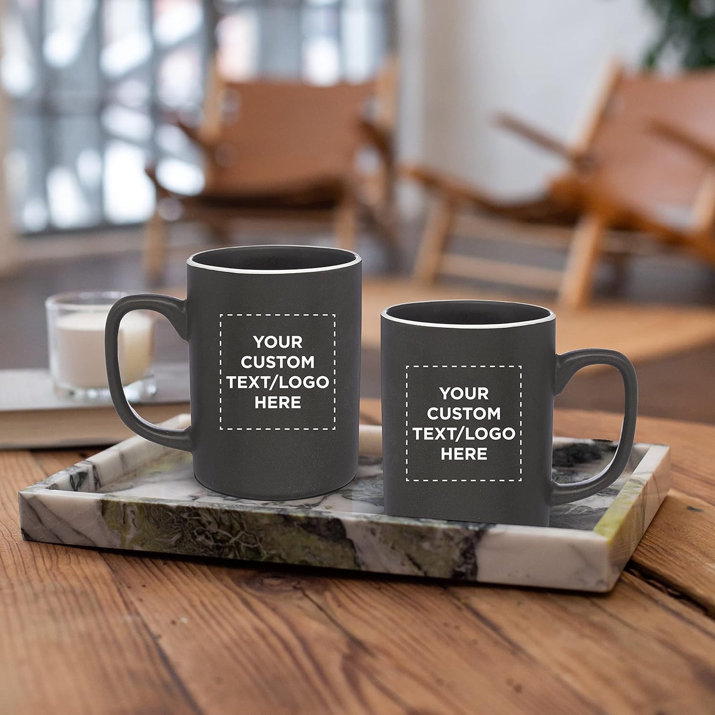 Custom El Grande Matte Ceramic Mugs 20 oz. Set of 36, Personalized Bulk Pack - Perfect for Tea, Espresso, Cappuccino, Hot Cocoa - Charcoal