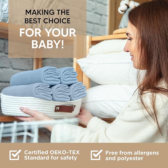 Bassinet Fitted Sheets - Compatible with Fisher Price Bassinet Soothing Motions, Stow & Go, Rock with Me & Soothing View Bassinet | 100% Organic Jersey Cotton - Light Blue + Dark Blue | 32x16 2 Pack