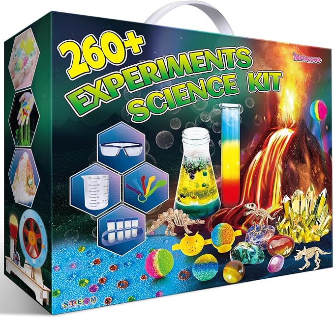 260 Experiments Science Kits for Kids, S.T.E.M Kit Magic Chemistry Physics Set, Boys Girls Toys Gifts Ideas Birthday Christmas, Volcano, Gemstone, Earth, Science Projects