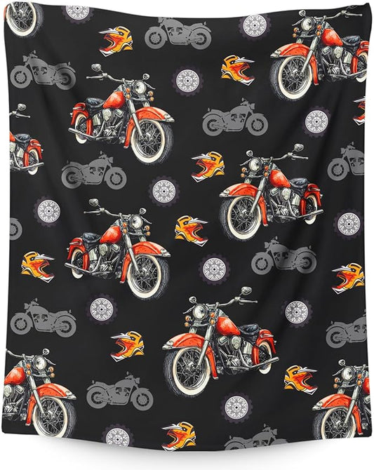 Blanket for Boys Motorcycle Throw Blankets Gift for Kids Adults Birthday - 40x50 Inches Lightweight Cozy Decor Throw for Sofa Couch Bed Office