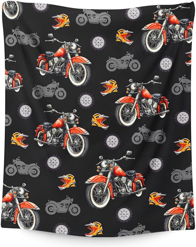 Blanket for Kids Adults Motorcycle Throw for Boys Men, 50x60 Inches Comfy Lightweight All Season Throw Blankets for Sofa Couch Bed Office
