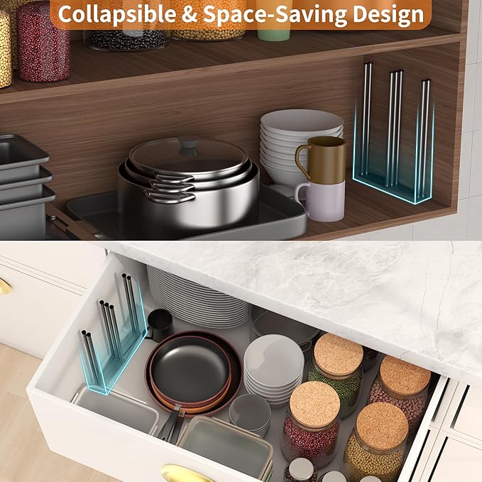 Foldable Bottle Drying Rack, Baby Bottle Drying Rack, Collapsible Cup Draining Holder, Retractable Reusable Storage Bag Dryer with Non-Slip Bottom - Stainless Steels (Starlight Gray)