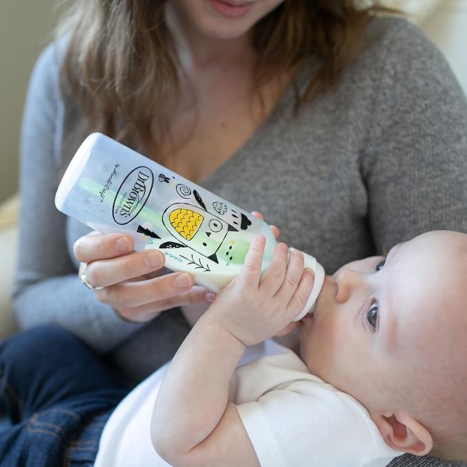 Dr. Brown's Natural Flow Anti-Colic Options+ Narrow Baby Bottle, Bear & Owl, 8 oz/250 mL, with Level 1 Slow Flow Nipple, BPA Free, 0m+, 2-Pack