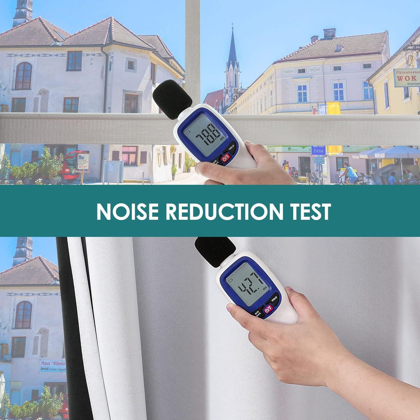 ChrisDowa 100% Blackout Curtains for Bedroom with Black Liner, 2 Thick Layers Total Blackout Thermal Insulated Grommet Window Curtains 2 Panels Set (Greyish White, 42 x 84 Inch)