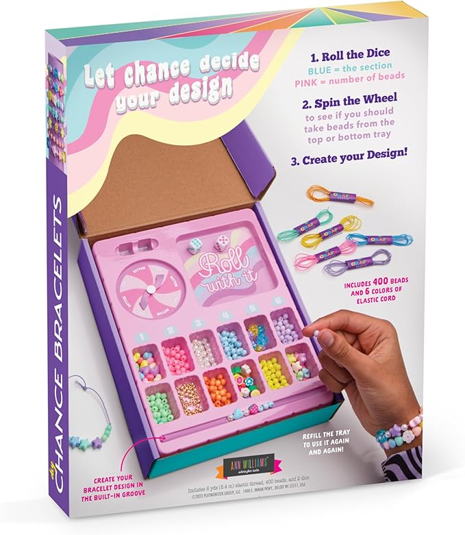 Craft-tastic - DIY Chance Bracelets - Friendship Jewelry Bracelet Making Craft Kit with a Spinner and Dice - for Girls and Kids Ages 8, 9, 10, 11 and Up