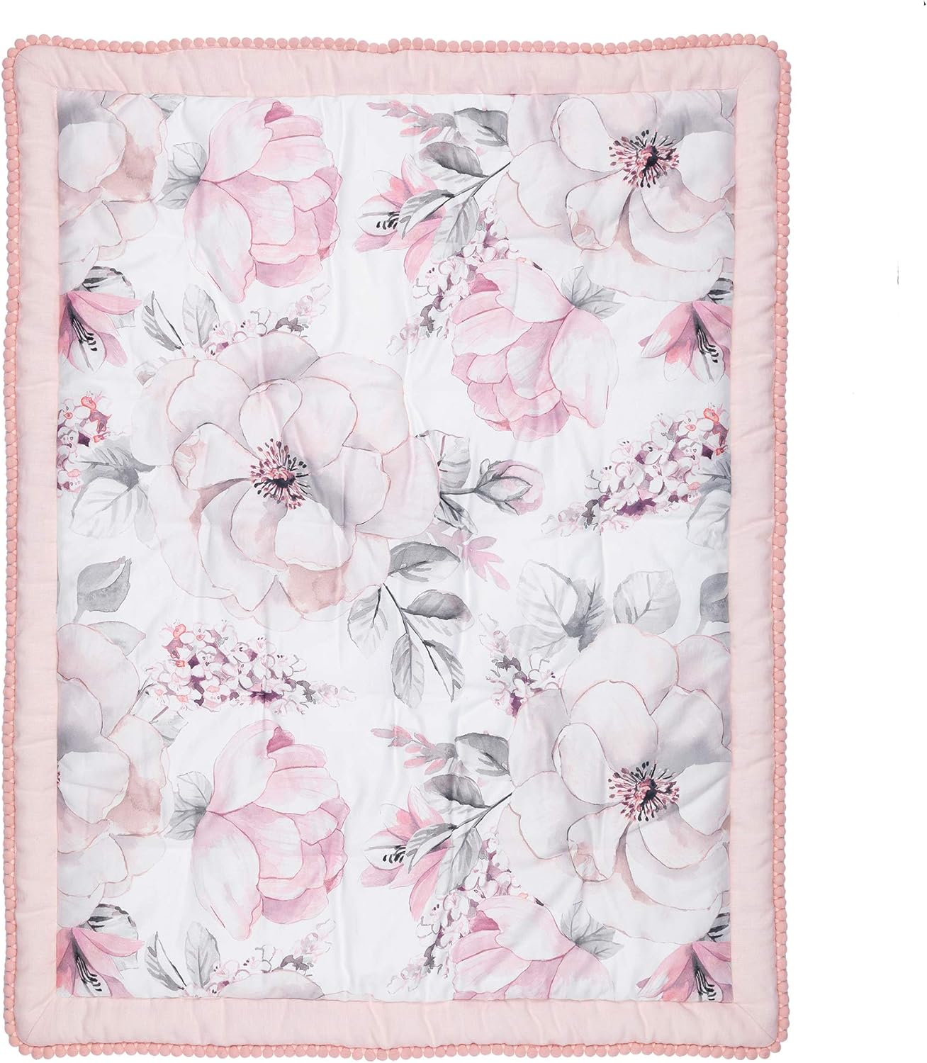 Lambs & Ivy Signature Botanical Baby Watercolor Floral 4-Piece Crib Bedding Set