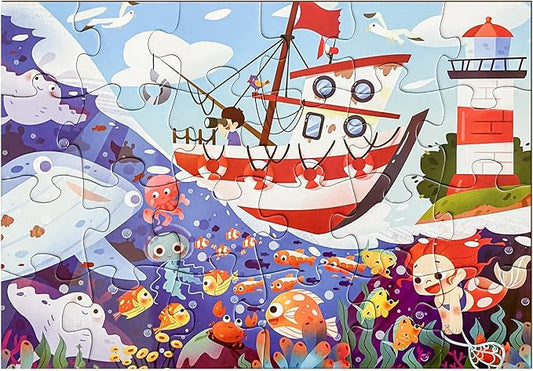 Jumbo Floor Puzzle for Kids,Large Jigsaw Puzzles 24 Piece for Kids Ages 3-5 (sea World)