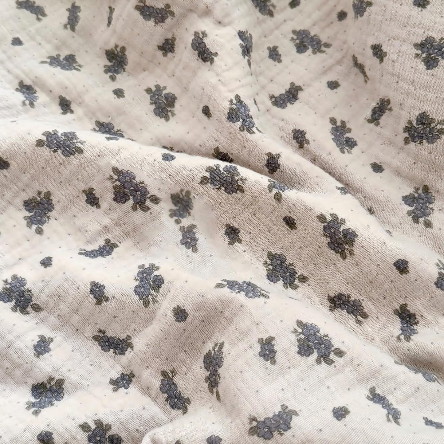 BuLuTu Blue Orchid Flower with Dots Design Toddler Pillow Case Crib Size, 14"x20", 1 pc, Muslin Cotton Pillow Covers for Girls Boys Machine Washable Pillowcase Nursery Decor, Durable