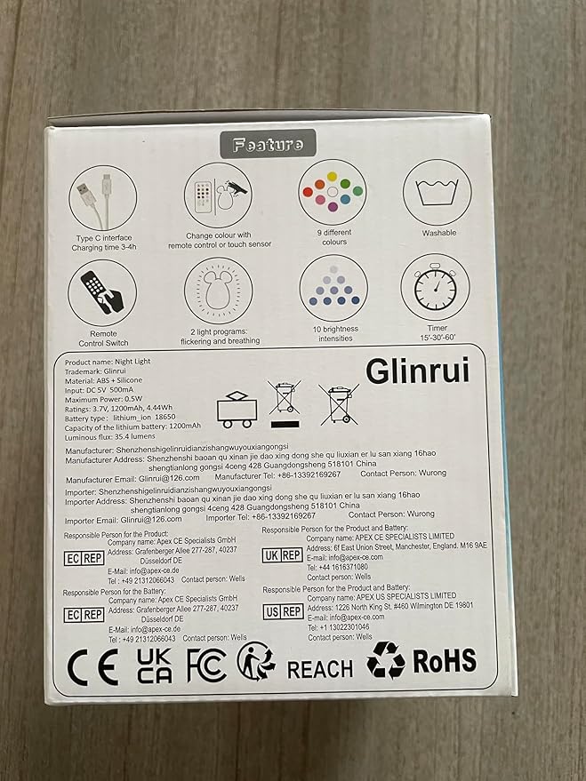 Large Fox Night Lights for Kids, Silicone Night-Light, Bedside lamp, 9 Colors Baby Sleep Light Children's Bed Bedroom Lamp for Toddlers/Boys/Girls/Adults/Bedroom/Outdoor/Camping/Gift - Large