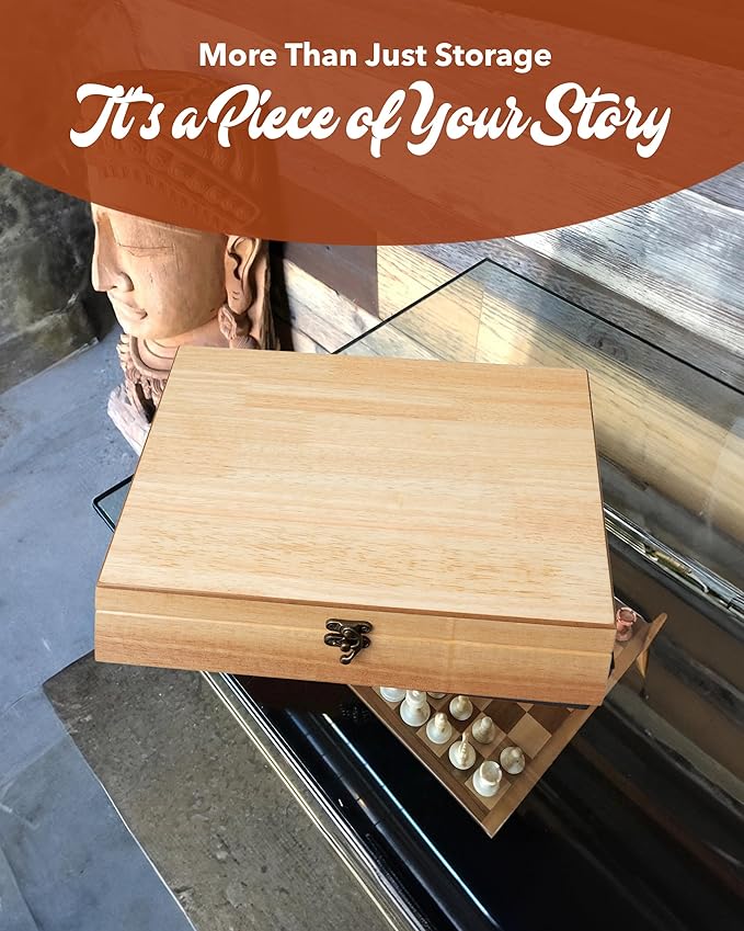 WE Games Old World Wooden Box with Brass Latch – Vintage-Style Wooden Keepsake Box for Jewelry & Trinket Storage, Natural Wood Finish