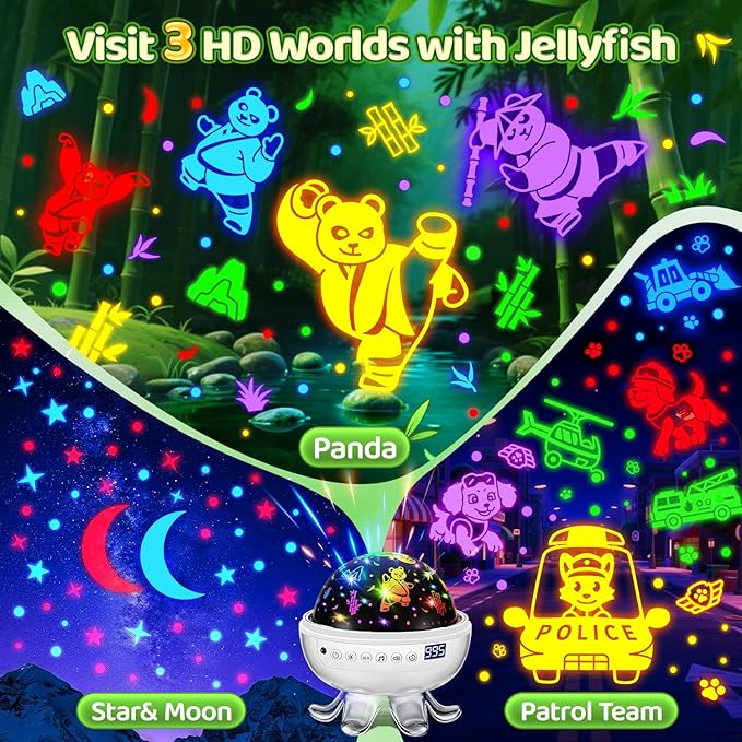 Star Projector for Kids Night Light Projector, 【3 Films+ 30 Sounds】 Lullaby Sound Machine Baby Sound Machine with Light, 【93 Effects+ Remote】 Best Toys for Kids Toys, [3 Brightness+ Timer]