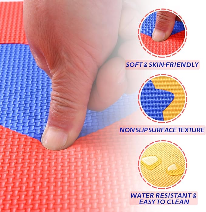 Coolcandy Baby Play Mat Without Fence, 9Pcs Interlocking Puzzle Floor Mat, 0.4" Thick Non-Toxic EVA Foam Play Mat, for Infants & Toddlers 3-36 Months, Soft Puzzle Tiles for Play Areas