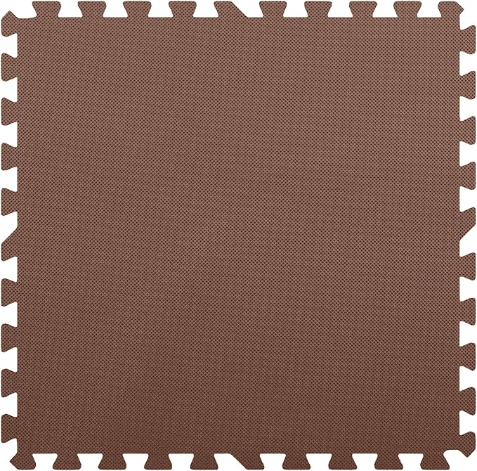 Flooring Inc's 1/2" Soft Non-Toxic Baby Play Mat, Toddler Playmat, Colorful Puzzle PlayMat, Floor Mats for Kids & Babies, EVA Foam Interlocking Tiles for Nursery & Playroom | Brown, 4 Tiles, 16 Sq/Ft
