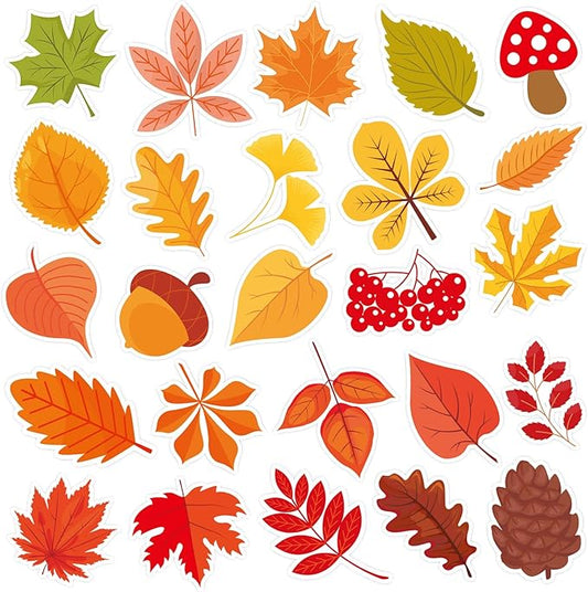 MARFOREVER 25 PCS Fall Window Gel Clings, Reusable Autumn Maple Leaves Thick Gel Clings Decals Thanksgiving Window Stickers for Kids Classroom Toddlers Home Party Supplies Window Glass Decorations