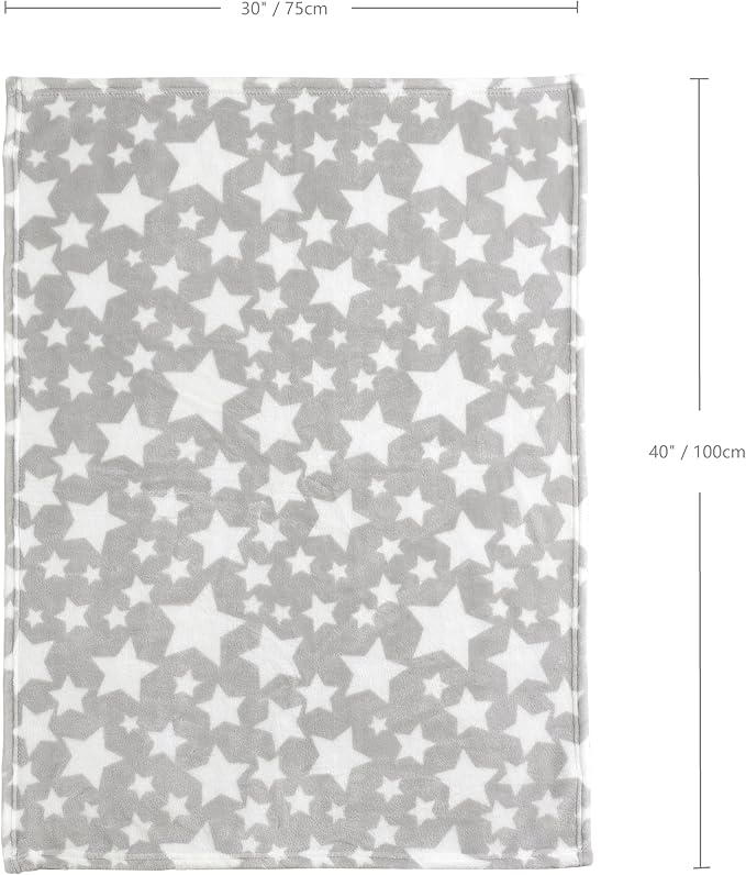 CREVENT 30"X40" Cozy Soft Warm Fleece Baby Blanket for Girls Boys, Newborn Essentials for Infant, Baby Shower Receiving Gift - Star Grey 75X100cm