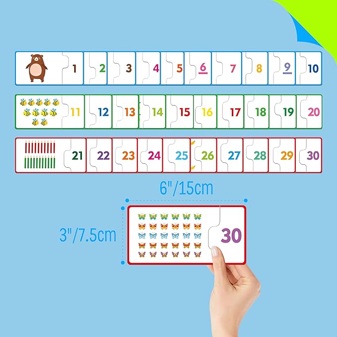 1-30 Number Puzzle Games, 60 Double-Sided Self-Correcting Math Game, Early Learning Educational Toy for Beginner Preschool Toddlers