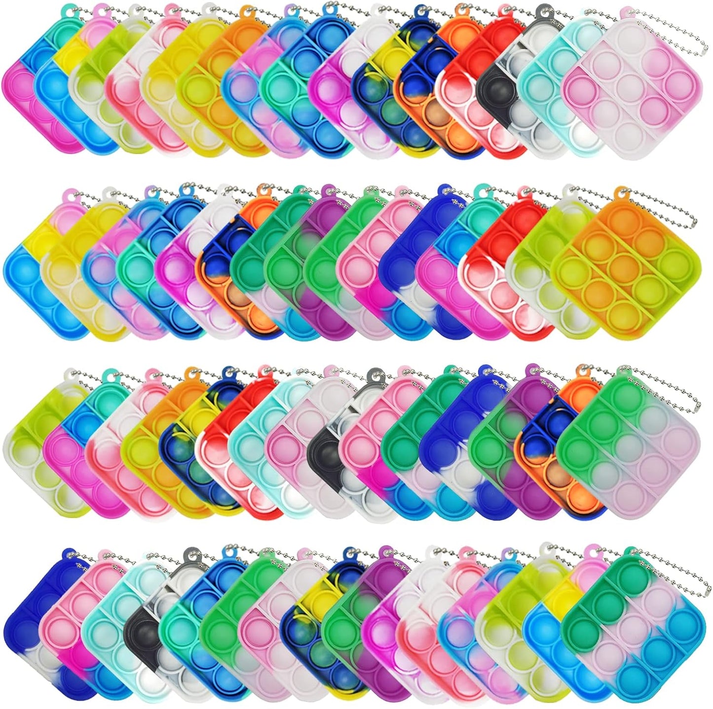60 Pcs Mini Pop Bubble Fidget Toys for Party Favors, Small Silicone Pop Keychain Bulk for Classroom Prizes,Goodie Bag Stuffers Christmas Valentine Gifts for Kid Student