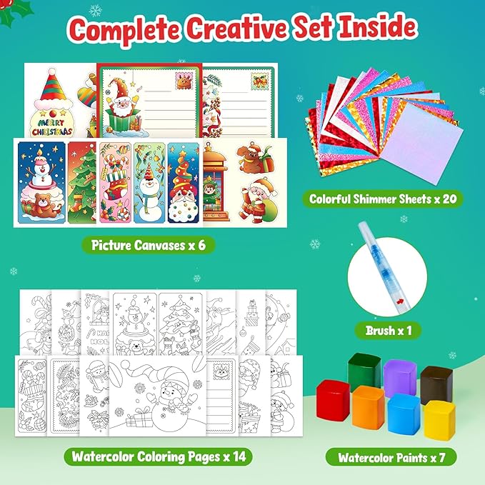 JoyCat Paint with Water Coloring Books, Art & Craft Activity, No Mess Art for Kids Ages 4-8, Craft Kits & Supplies, DIY Creative Activity, Presents for Girls & Boys (Christmas)