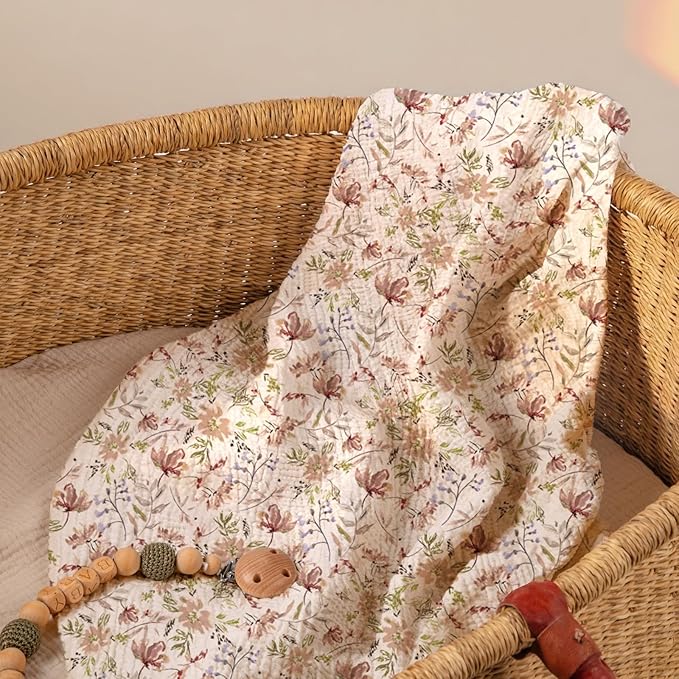 lulumoon Muslin Bassinet Sheets for Girls: Skin-Friendly Floral Bedside Bassinet Sheets for Baby - Fitted for Bedside Sleeper Mattress