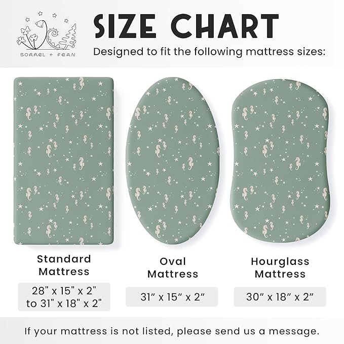 Baby Bassinet Sheets for Boy, Girl (Ocean Odyssey) 2-Pack - Fitted Bedside Bassinet Sheets - Buttery Soft Cotton Blend for Standard Mattress Pad - Compatible with Halo BassiNest