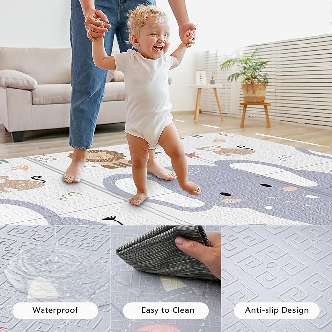 Baby Play Mat, 59 x 59 Play Mat Perfect for Use Baby Playpen, Foldable Soft Foam Baby Play Mat for Floor, Babies Activity Tummy Time Playmat, Kids Non Toxic Thick Mat for Baby, Toddlers, Infants