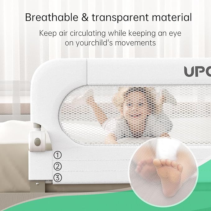 Folding Bed Rail for Toddlers,Baby Bed Rail Guard with Reinforced Anchor Safety System,Fit Bunk,Full Size,Queen,King,Twin(White,71"x23.6")