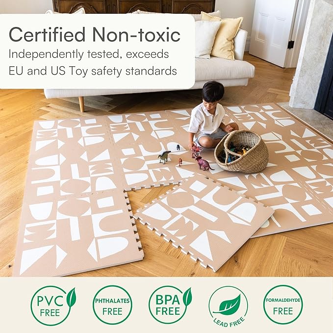 Lillefolk Baby Play Mat for Floor – 6x8ft Terracotta | Soft Non Toxic Premium EVA Foam Tiles for Tummy Time, Crawling & Playroom – Waterproof Interlocking Floor Mat for Babies & Toddlers (12 Tiles)