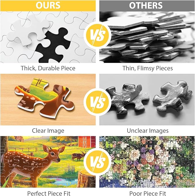 100 Pieces Jigsaw Puzzles for Adults - Deer Cat Puzzles for Kids Ages 4-6 6-8 8-10 10-12 Kids Learning Educational Puzzle Toys for Boys and Girls - Farm Kitten and Cow