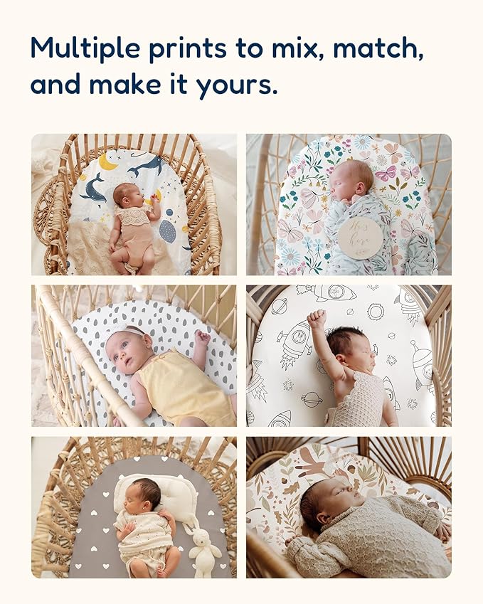 Bedside Sleeper Bassinet Fitted Sheets 33x20 for Maxi COSI Iora, Koola Baby, Baby Joy, Angelbliss, Kidsclub Bedside Bassinet - Buttery Soft Sheets, 2 Pack