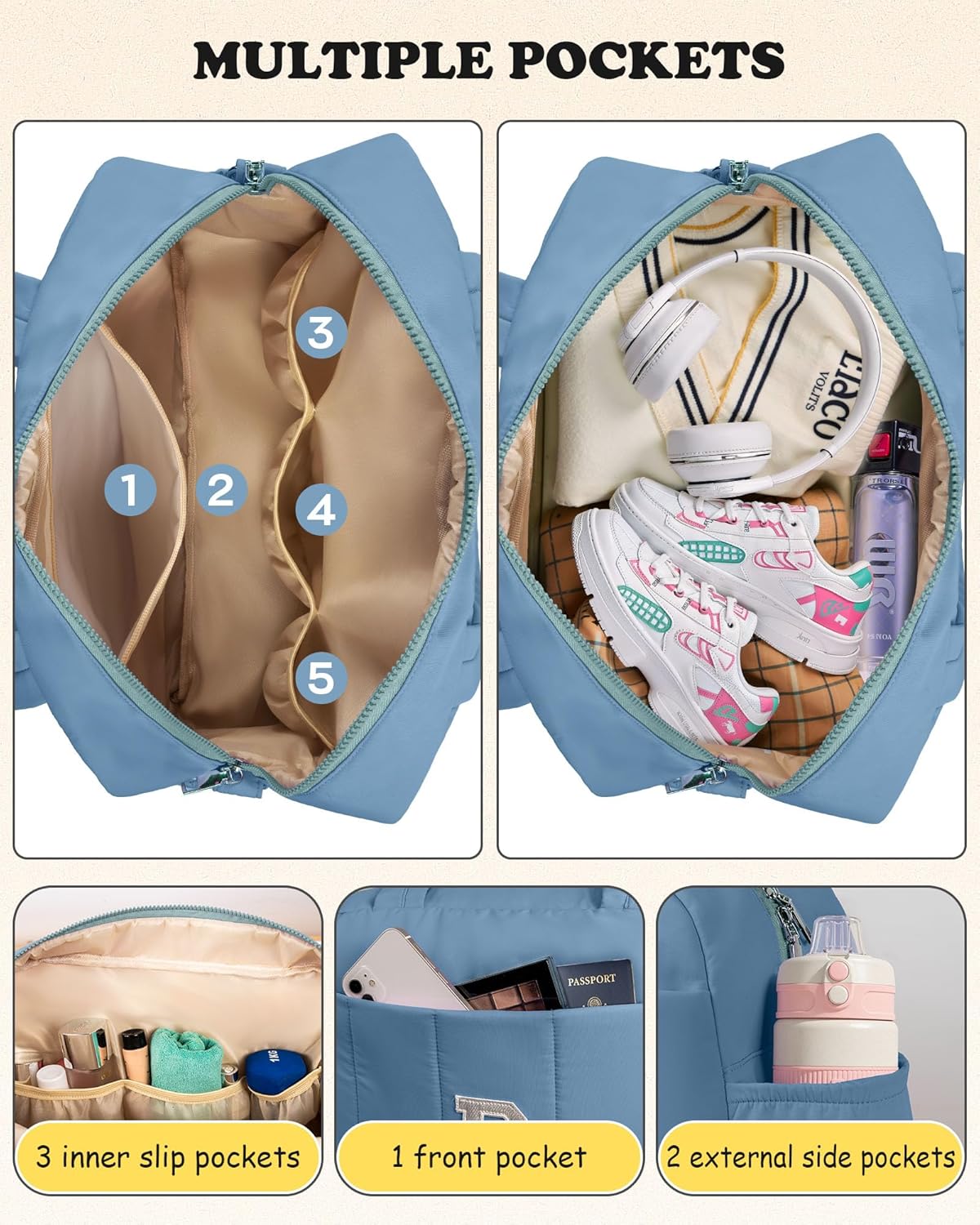 Birthday Present-Initial Duffle Bag, Yoga Bags for Women，Overnight Bag with Wet Pocket，Lightweight Work Bags Personalized Gym Tote with Makeup Pouch