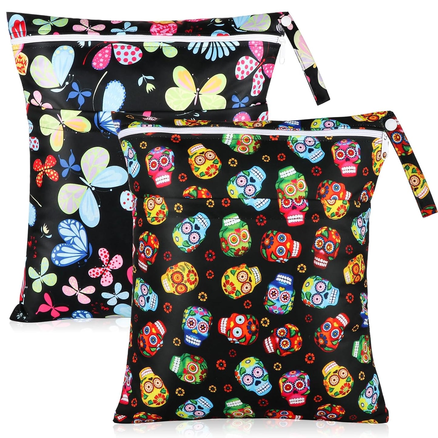 Angel Love Wet Bag for Swimsuit, Baby 2PCS Waterproof Washable Reusable Wet Bag with Two Zippered Pockets - Beach, Pool, Gym Bag for Swimsuits or Wet Clothes L281282