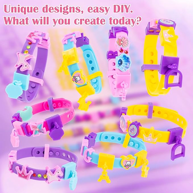 Arts and Crafts for Kids,12 PCS DIY Friendship Bracelet Making Kit for Girls, Kids Bracelet Making Kit for 4-12, Bracelets for Girls with Charm & Sticker, Jewelry Making Birthday Gift for Ages 5 6 7 8-12