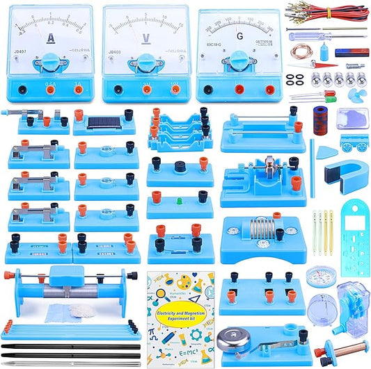 Physics Labs Basic Electricity Discovery Circuit and Magnetism Experiment kit for High School Students, STEM Kits for Learning Starter Electromagnetism Elementary Electronics