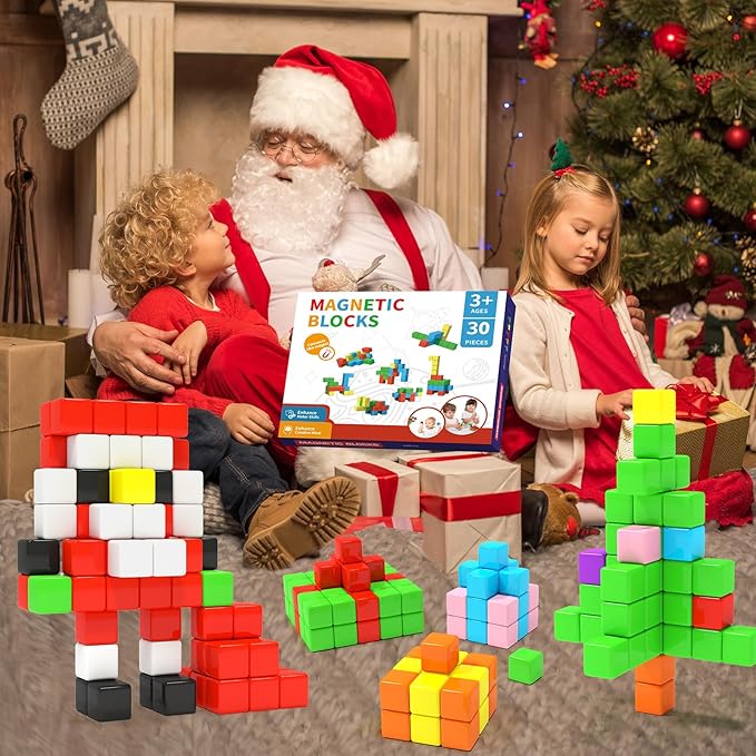 Magnetic Blocks 1.18 inch, Large Magnetic Cube Toy for Sensory STEM Education Preschool Magnet Toys for 3 4 5 6 Year Old Boys and Girls,Christmas Birthday Gifts for Kids Age 3+