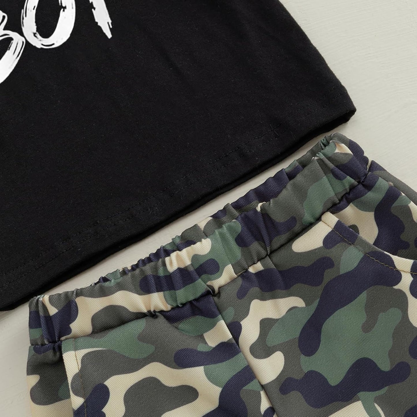 wdehow Toddler Kids Baby Boy Summer Clothes Sets 1T 2T 3T 4T 5T Letter Print Short Sleeve Tops Camouflage Shorts Outfits
