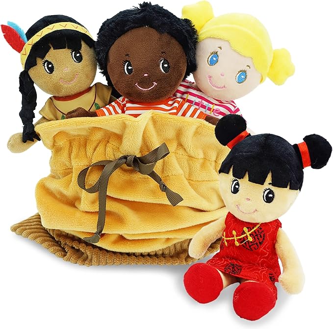 June Garden Soft Baby Doll Set - Multicultural Diversity 8.5" Plush Baby Dolls with Storage Bag - Gift for Infants and Toddlers